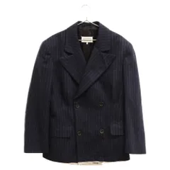 Maison Margiela 6 (メゾンマルジェラ) Hem Reconstruction Striped Coat Jacket スソ再構築ストライプコートジャケット ネイビー S30AM0429のサムネイル