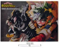【中古】アクリルスタンド・アクリルパネル 緑谷出久＆オールマイト＆志村菜奈 箔入りアクリルアート -連載10周年突破記念Ver.- 「僕のヒーローアカデミア」 完全受注生産限定