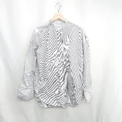 ◇ ⊂ JEANASIS ジーナシス ストライプ 長袖 バンドカラーシャツ サイズF グレー系 レディース E  【1502030027020】