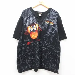 XL/古着 半袖 トップス メンズ ルーニーテューンズ タズ 大きいサイズ Vネック 黒 ブラック spe 25jun21 中古のサムネイル