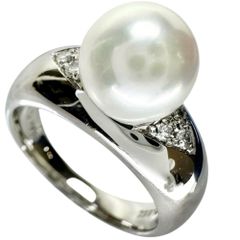 10号 アコヤ真珠8mm ダイヤモンド 0.08ct リング・指輪 Pt850プラチナ 12.0g レディース 【中古】【真子質店】【NN】