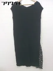 ◇ ◎ natural couture ウエストベルト付き 切替 フレンチスリーブ 膝下丈 ワンピース サイズF ブラック レディース  【中古】 【1107120015736】