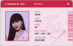 【中古】キャラカード ミナ(TWICE)/レッド SCIENTIST ID CARD(IDカード) 「CD Formula of Love：O+T=＜3(輸入盤)」 封入特典