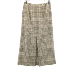 BEAUTY＆YOUTH UNITED ARROWS ビューティーアンドユース ユナイテッドアローズ 日本製 チェック柄 ロング丈 タイトスカート M ベージュ レディース 古着