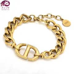 DIOR ディオール CD NAVY ネイビー ブレスレット ゴールドトーンメタル 全長22.5㎝ 男女兼用