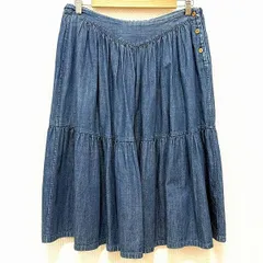 542★45rpm*デニム スカート♪ふんわり*a 送料無料and it_ツイストアシメフリンジデニム