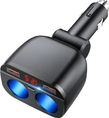 OOWOLF シガーソケット 増設 2連 PD30W 快速充電 カーチャージャー USB デュアルQC3.0ポート 車載充電器 120W 2ソケット 独立スイッチ 12V/24V車対応 LED付 オート電圧測定 スマート識別のサムネイル