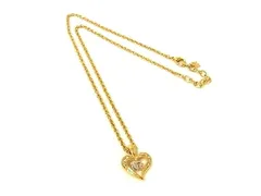 ■美品■ NINA RICCI ニナリッチラインストーン ハート ネックレス ペンダント アクセサリー レディース ゴールド系 DK0498