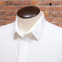 HYDROGEN/Mサイズ/イタリア製シャツ 吸水速乾 透湿 メッシュ ジャージー伸縮 無地 上品 長袖 ハイドロゲン 新品/白/ホワイト/kc374/