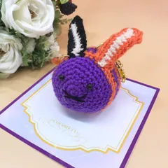 【福祉施設制作】癸（みずのと）作　あみぐるみキーホルダー　「ハロウィンうさぎ（紫）」　NO.4457　Y（弐）