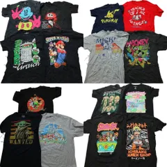 古着卸 まとめ売り キャラクター 半袖Tシャツ 15枚セット (メンズ M ) ミッキー ポケモン マリオ ナルト ピカチュウ 中古 古着 NB5871