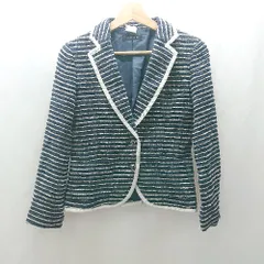 ◇ ⊂ SCOT CLUB スコットクラブ 横ストライプ柄 長袖 ショートジャケット サイズ表記なし ネイビー系 レディース E  【1503060037256】