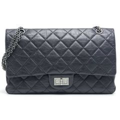 シャネル 2.55 チェーンショルダーバッグ ブラック カーフ シルバー金具