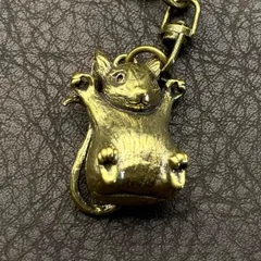 真鍮 キーホルダー キーリング ヴィンテージ ビンテージ アンティーク レトロ 真鍮製 縁起物 ハンドメイド ペンダントトップ 置物 チャーム 鼠 ねずみ ネズミ 73