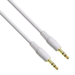【在庫処分】ホワイト シリコンゴム [オスオス] コード径約3.8mm 金メッキ端子 100cm(1m) 3極 プラグ径3.5mm AUX オーディオケーブル ステレオミニプラグ ステレオミニプラグケーブル イヤホン ヘッドホン オーディオ機器 接続 ANE