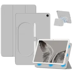 【数量限定】スタンド機能 傷つけ防止 耐衝撃 薄型 軽量 タッチペン収納機能 ワイヤレス充電に対応 角度調整 磁気吸着 タブレット収納ケース 10.95インチ Tablet Tablet Pixel Pixel (グレー) タブレットケース【NOUKAJU】