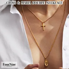 ネックレス ダブル 2連 クロス 聖母 マリア 十字架 キリスト ペンダント
