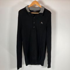 [美品] BURBERRY BLACK LABEL バーバリーブラックレーベル ホース刺繍 ショールカラー ニット 三陽商会 メンズ サイズ4 (XL)