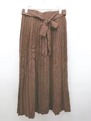 ◇ ◎ BEAMS HEART ビームス ウエストゴム シンプル ニット ロング プリーツ スカート サイズM ブラウン レディース P  【1407260029984】