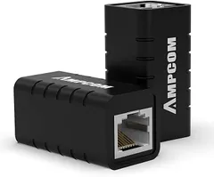 AMPCOM 互換品 LANケーブル 延長コネクタ 2個入 黒 金属シールド ギガビット対応 Cat5e/Cat6/Cat6A/Cat7(2個セット,  2個セット)