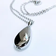 メモリアル 遺骨ペンダント WATERDROP［ ドロップ型・シルバー ］ネックレス 想い 思い出 砂入れ 遺灰納め パートナー ペット 家族 いつも一緒  お守り