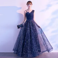 星空 キラキラ 結婚式 パーティードレス ブライズメイド ドレス 花嫁 フォーマル ドレス 演奏会ロングドレス お誕生日 披露宴 卒業式 お呼ばれ 二次会 ワンピース ドレス 二次会 hunsha06