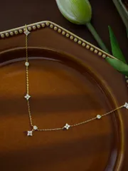 【ゴールドカラー】ネックレス 小花モチーフ キュービックジルコニア