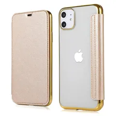 YUYIB iPhone12 用 ケース iPhone12 Pro 用 ケース 手帳型 クリア 高級なPUレザー 衝撃吸収 ブランド スマホケース アイフォン12 12Pro 用 手帳カバー (iPhone12 / iPhone12 Pro 6.1",ゴー 1