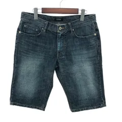 BURBERRY BLACK LABEL バーバリーブラックレーベル デニムハーフパンツ サイズ:79 ホースロゴ刺繍    ネイビー メンズ / 241007002736