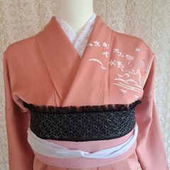 OB.219　着物 おしゃれ着こなし　帯飾り　成人式　前撮り　卒業式　袴　浴衣　黒・黒シルバー・黒　フリル