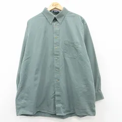 XL/古着 長袖 シャツ メンズ 90s ロング丈 コットン ボタンダウン 緑系 グリーン 25feb10 中古 トップス