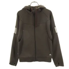 アディダス 長袖 ジップパーカー M ブラウン adidas 裏起毛 レディース