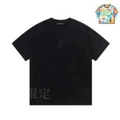 【今日WTO】Louis Vuitton 同色刺繍ロゴ黒 T シャツ-PW69
