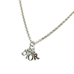 Christian Dior クリスチャンディオール ネックレス ロゴ アルファベット スイング チャーム トップ シルバー【D】