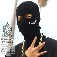 ACE FLAG 目出し帽 ニットキャップ ニット帽 ビーニー 帽子 フェイスマスク スキーマスク 防寒具 メンズ 春夏秋冬用 黒 エースフラッグ バラクラバ ギャング Thug Life Compton b系 ヒップホップ AF-MK-CO-034