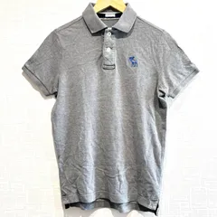 小さいサイズ◎ (^w^)b Abercrombie&Fitch アバクロンビーアンドフィッチ ポロシャツ 半袖 ハーフボタン 襟付き コットン100% ロゴ刺繍 シンプル 紳士 カジュアル グレー メンズ サイズS