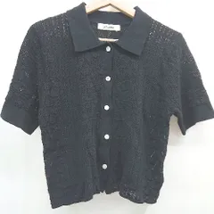 ◇ ⊂ COCODEAL ココディール 透かし編み コットン 半袖 ニット カーディガン サイズ2 ブラック レディース E  【1505290025683】