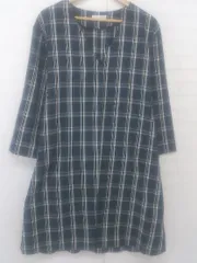 ◇ ◎ THE SHOP TK チェック 薄手 長袖 ロング コート サイズM ネイビー ホワイト イエロー レディース P  【1212280004268】