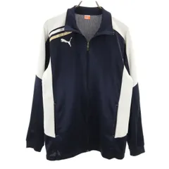 PUMA プーマ ストライプ柄 トラックジャケット M ネイビー ジャージ メンズ 古着