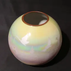 花瓶 九谷焼 鶴 木立 花入れ 花器 虹色 昭和レトロ S104