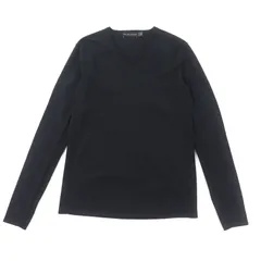 美品★RALPH LAUREN ラルフローレン 無地 Vネック 長袖 ウールニット セーター トップス ブラック S 正規品 メンズ