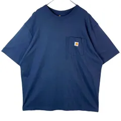 ビッグサイズ！カーハートCarhartt半袖Tシャツ胸ポケTロゴタグワンポイント紺ネイビーゆるダボoriginalfitオリジナルフィットvintageヴィンテージ40628