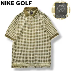 00s ヴィンテージ ナイキ ゴルフ NIKE GOLF 半袖 ポロシャツ スウッシュ ロゴ 刺繍 スリット入り L チェック柄 ブラウン ルーズ ビッグシルエット スポーツ カジュアル ウェア ストリート メンズ