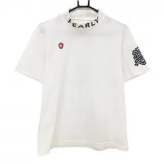 【美品】パーリーゲイツ 半袖ハイネックシャツ 白×ネイビー ネックロゴ  メンズ 6(XL) ゴルフウェア PEARLY GATES