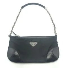 【中古】PRADA ショルダーチェーン ナイロンスモールバッグ ブラック　プラダ[17]