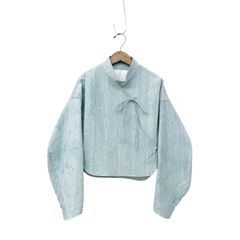 未使用品 2024SS Mame Kurogouchi マメクロゴウチ Unlevel Dyeing Short Jacket ムラ染めジャガード ショートジャケット 1 ブルー MM24SS-JK036