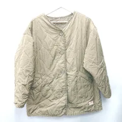 ■ ⊇ Java ノーカラー 長袖 キルティングコート サイズM カーキブラウン レディース E  【1409100017748】