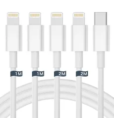 ★【2025正規MFi認証品】iPhone 充電ケーブル ライトニングケーブル usb-c 【1m+1m+2m+2m 4本】充電ケーブル タイプc 20W対応 PD急速充電 タイプC ライトニング