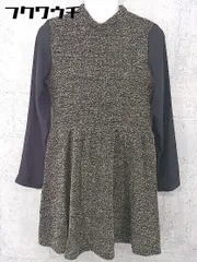 ◇ SENSE OF PLACE by URBAN RESEARCH ラメ 切替 長袖 ミニ ワンピース FREE ブラック ゴールド レディース 【中古】 【1002802298332】