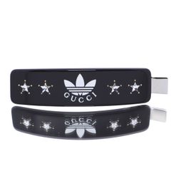 グッチ GUCCI アディダス adidas コラボ バレッタ ブラック レジン 合金 レディース 女性 【中古】